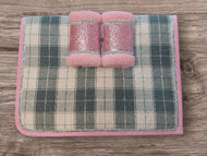 Pink/Grey Check Saddlecloth Set