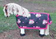Black Floral Toy Pony Rug
