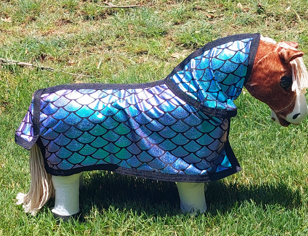 Aqua/Purple Sparkle Toy Pony Rug/Neck Combo